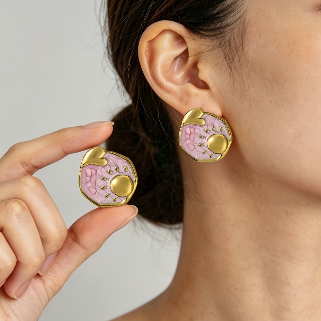 Women's 3D Sculpted Stainless Steel Earrings, Fashionable